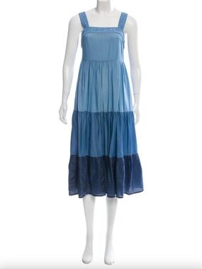 Kate Spade Chambray Tiered Sleeveless Midi Dress Size Small NWT